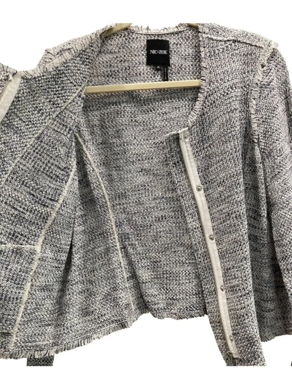 NIC+ZOE You Deserve It Jacket PL Black Casual Neutral Capsule Raw Hem Minimalist